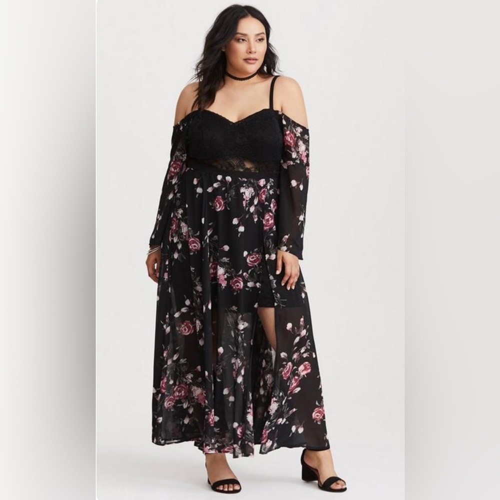 Runway Collection - Black Floral Lace Maxi Dress torrid size 22